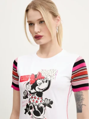 Desigual t-shirt MINNIE damski kolor biały 25SWTK39