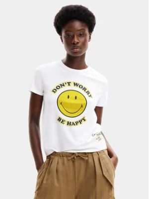 Desigual T-Shirt More SMILEY 24SWTKAL Biały Slim Fit
