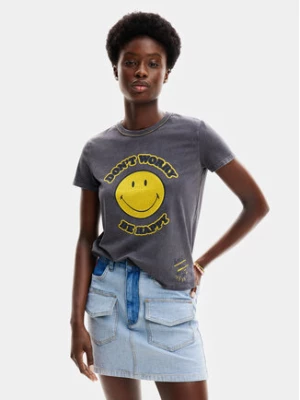 Desigual T-Shirt More SMILEY 24SWTKAL Szary Slim Fit