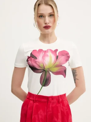 Desigual t-shirt PLATA damski kolor biały 25SWTK24