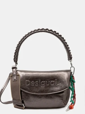 Desigual torebka HALF LOGO TROKEL DARK SILVE kolor srebrny 25WAXPAQ