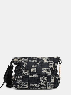 Desigual torebka NEWSPAPER ARICA kolor czarny 25WAXA20