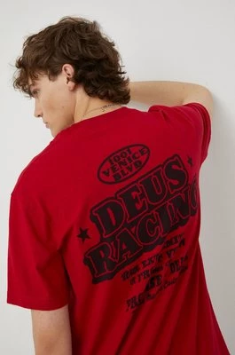 Deus Ex Machina t-shirt bawełniany kolor czerwony z nadrukiem