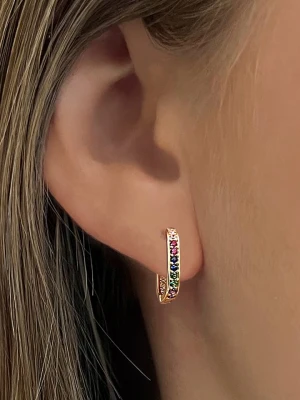 DI GIORGIO Pozłacane kolczyki-kreole z cyrkoniami rozmiar: onesize