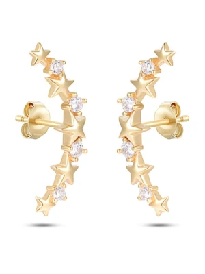 DI GIORGIO Pozłacane kolczyki-wkrętki z cyrkoniami rozmiar: onesize