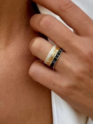 DI GIORGIO Pozłacany pierścionek z cyrkoniami rozmiar: 56