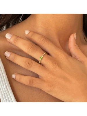 DIA DIAMONDS Pozłacany pierścionek z diamentami i perydotytem rozmiar: 54