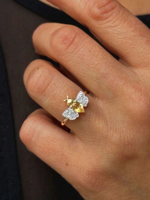 DIA DIAMONDS Pozłacany pierścionek z diamentami rozmiar: 52 złoty