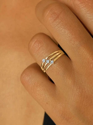 DIA DIAMONDS Pozłacany pierścionek z diamentami rozmiar: 58 złoty