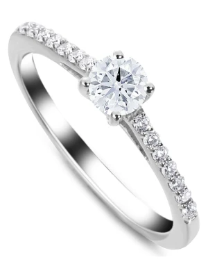 DIA DIAMONDS Srebrny pierścionek z diamentami i topazem rozmiar: 52
