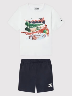 Diadora Komplet t-shirt i szorty sportowe Playground 102.178252 Biały Regular Fit