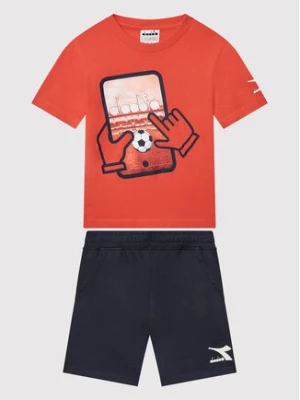 Diadora Komplet t-shirt i szorty sportowe Playground 102.178252 Czerwony Regular Fit