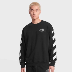 Diagonal Crew Neck Sweatshirt Off White czarny