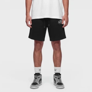 Diagonal Open Hem Jogger Shorts Off White czarny