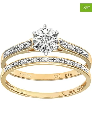 Diamant Exquis Złote pierścionki (2 szt.) z diamentami rozmiar: 58