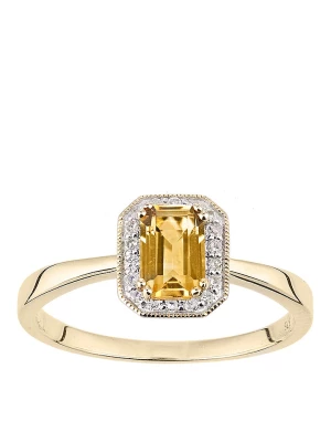 Rinani Złoty pierścionek z diamentami i cytrynem rozmiar: 50