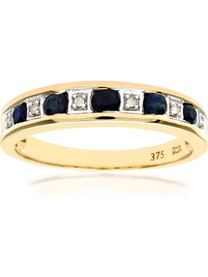 Diamant Exquis Złoty pierścionek z diamentami i szafirami rozmiar: 54