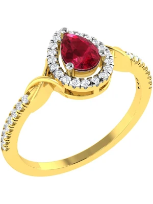 Diamant Vendôme Złoty pierścionek z diamentami i rubinem rozmiar: 47