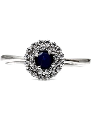 Diamant Vendôme Złoty pierścionek z diamentami i szafirem rozmiar: 55
