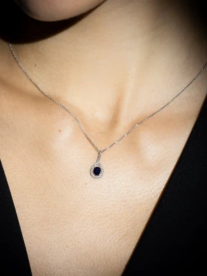 DIAMANTA Złota zawieszka "Larme Bleu Nuit" z diamentami i szafirem rozmiar: onesize