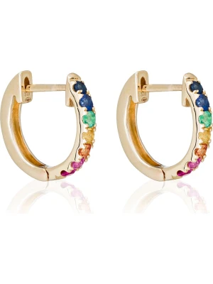 DIAMANTA Złote kolczyki-kreole "Colorful Love" z szafirami rozmiar: onesize