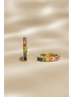 DIAMANTA Złote kolczyki-kreole "Colorful Love" z szafirami rozmiar: onesize