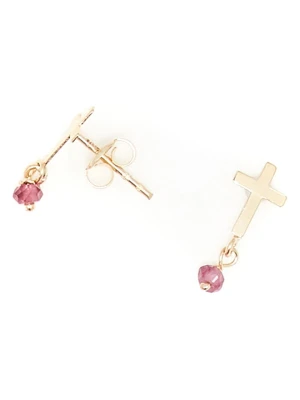 DIAMANTA Złote kolczyki-wkrętki " Croix" z rodolitami rozmiar: onesize