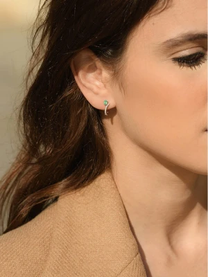 DIAMANTA Złote kolczyki-wkrętki z diamentami i szmaragdem rozmiar: onesize