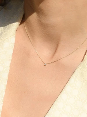 DIAMANTA Złoty naszyjnik "Solitaire" z diamentem - dł. 42 cm rozmiar: onesize