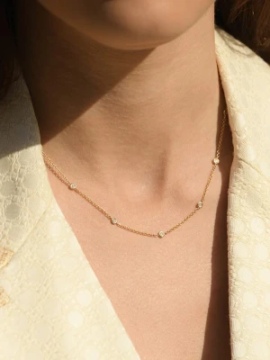 DIAMANTA Złoty naszyjnik "Sunshine" z diamentami - dł. 43 cm rozmiar: onesize