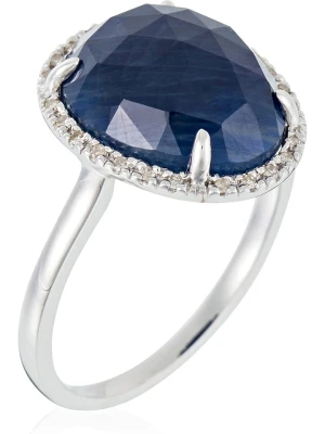 DIAMANTA Złoty pierścionek "Bermudes Nouvelles" z diamentami i szafirem rozmiar: 54