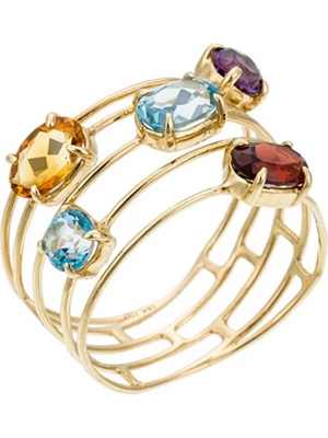 DIAMANTA Złoty pierścionek "Eclat de couleurs" z kamieniami szlachetnymi rozmiar: 54
