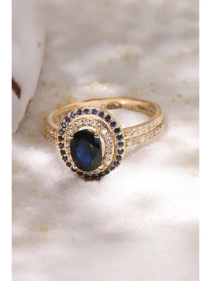 DIAMANTA Złoty pierścionek "Firenze nouvelle" z diamentami i szafirem rozmiar: 50