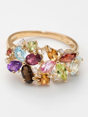 DIAMANTA Złoty pierścionek "Nesrine" z kamieniami szlachetnymi rozmiar: 52