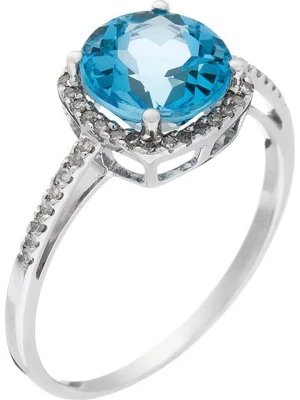 DIAMANTA Złoty pierścionek "Popi Coussin Topaze" z diamentami rozmiar: 58