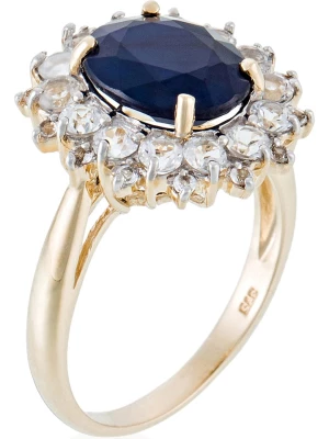 OR ÉCLAT Złoty pierścionek "Soleil Bleu" z topazami i szafirem rozmiar: 58