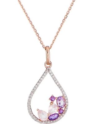 DIAMOND & CO Złota zawieszka "Lilas" z diamentami, ametystami i kwarcem różowym rozmiar: onesize