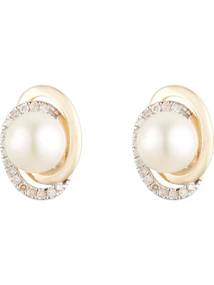 DIAMOND & CO Złote kolczyki-wkrętki "Kochani" z diamentami i perłami rozmiar: onesize