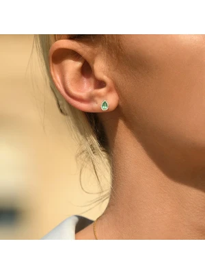 DIAMOND & CO Złote kolczyki-wkrętki "Sunbury" z diamentami i szmaragdem rozmiar: onesize
