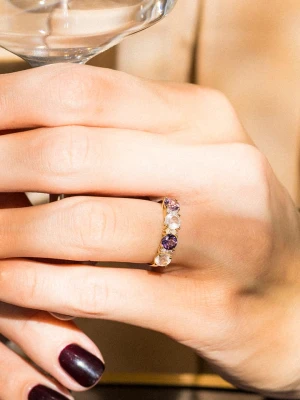 DIAMOND & CO Złoty pierścionek "Carat Color" z diamentami, kwarcem i ametystem rozmiar: 54