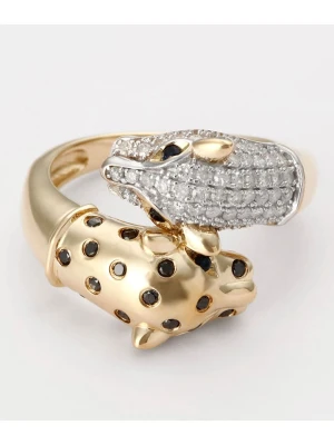 DIAMOND & CO Złoty pierścionek "Rivale de panthères" z diamentami i szafirami rozmiar: 50