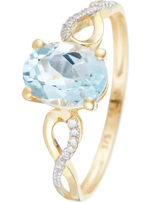 DIAMOND & CO Złoty pierścionek "Tobago" z diamentami i topazem rozmiar: 52