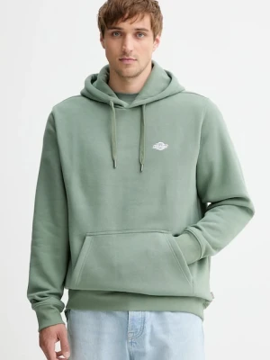 Dickies bluza męska kolor zielony z kapturem gładka