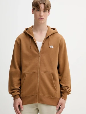 Dickies bluza SUMMERDALE ZIP THROUGH męska kolor brązowy z kapturem gładka DK0A4YQA