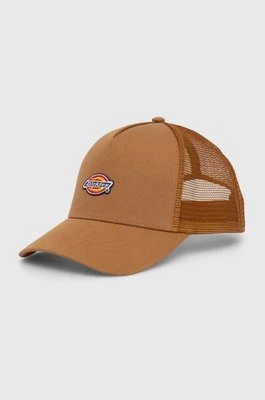 Dickies czapka z daszkiem HANSTON TRUCKER kolor brązowy z aplikacją DK0A4YV3