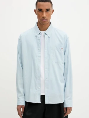 Dickies koszula bawełniana męska kolor niebieski regular z kołnierzykiem button-down DK0A87PY
