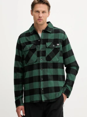 Dickies koszula bawełniana męska kolor zielony regular z kołnierzykiem klasycznym DK0A4XDZ