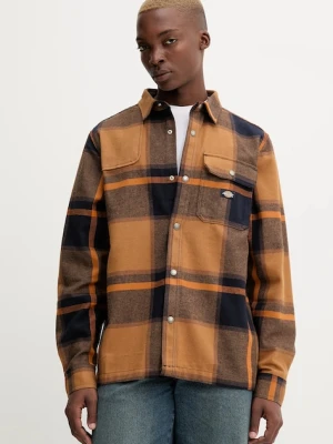 Dickies koszula bawełniana NIMMONS męska kolor brązowy regular z kołnierzykiem klasycznym DK0A4XGU