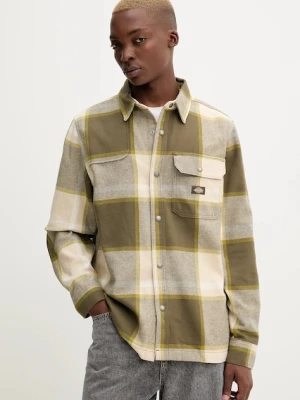 Dickies koszula bawełniana NIMMONS męska kolor zielony regular z kołnierzykiem klasycznym DK0A4XGU