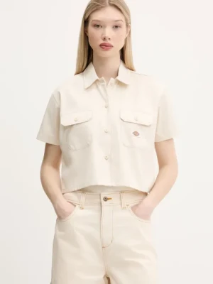 Dickies koszula damska kolor beżowy relaxed z kołnierzykiem klasycznym DKDFS573F901
